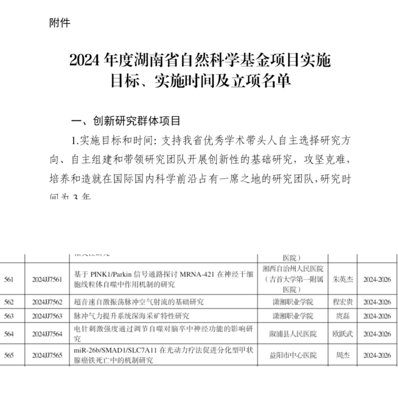 为新质生产力发展提供支撑—我校2个科技项目获湖南省自科基金立项